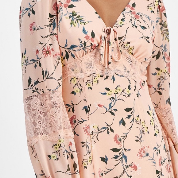 Floral Long Sleeve Dress by [Brand] - Pink and Green - Picture 1 of 4